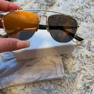 Women\'s Christian Dior Dior Technologic RHL83 Sunglasses Gold Black Mirror CHRISTIAN DIOR TECHNOLOGIC RHL SUNGLASSES83 IN BLACK AND  main image 4